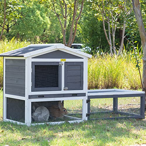 COZIWOW 61”X23.6”X36” Indoor Outdoor Wooden Large Small Animal Hutch,Pets Crate House for Rabbit Bunny Cage Dog Cat Squirrel Hamster Hedgehog Guinea Pig Habitat Chicken Coop