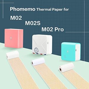 Phomemo M02 Pocket Printer - with 3 Rolls Transparent Gold Paper， Compatible with iOS + Android for Plan Journal, Study Notes, Art Creation, Work, Gift