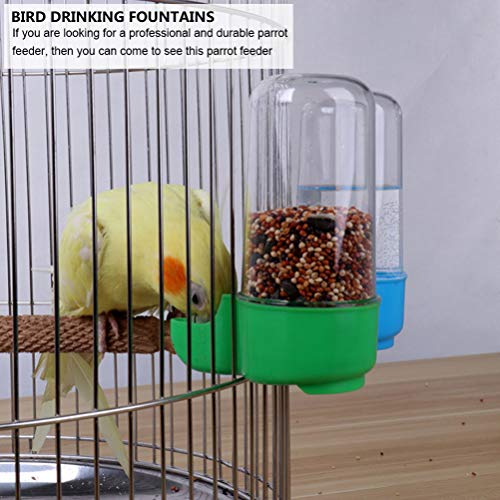 POPETPOP 3pcs Automatic Bird Feeders Bird Water Bottles Food Dispensers Hanging in Birds Cage for Cockatiel Parrots Budgie Lovebirds (Red Blue Green)