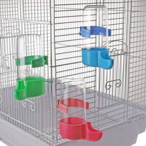 POPETPOP 3pcs Automatic Bird Feeders Bird Water Bottles Food Dispensers Hanging in Birds Cage for Cockatiel Parrots Budgie Lovebirds (Red Blue Green)