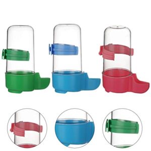 POPETPOP 3pcs Automatic Bird Feeders Bird Water Bottles Food Dispensers Hanging in Birds Cage for Cockatiel Parrots Budgie Lovebirds (Red Blue Green)