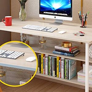 TOPYL Computer Desk with Bookshelf,47" Modern Simple Style Desk for Home Office,Sturdy Writing Desk - Family Workstation with 2 Tier Shelves