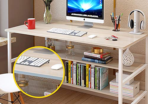 TOPYL Computer Desk with Bookshelf,47" Modern Simple Style Desk for Home Office,Sturdy Writing Desk - Family Workstation with 2 Tier Shelves