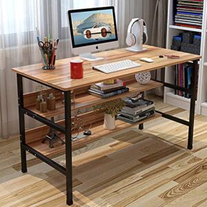 TOPYL Computer Desk with Bookshelf,47" Modern Simple Style Desk for Home Office,Sturdy Writing Desk - Family Workstation with 2 Tier Shelves