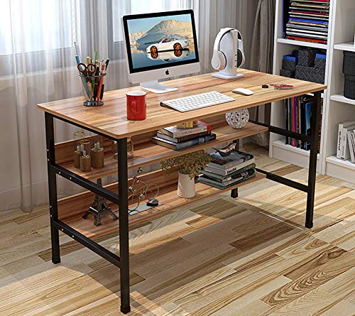 TOPYL Computer Desk with Bookshelf,47" Modern Simple Style Desk for Home Office,Sturdy Writing Desk - Family Workstation with 2 Tier Shelves