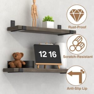 8 Inch Wall Shelf Brackets (Match 7.25" Board) 4PCS, Heavy Duty Black Metal, Kitchen, Bathroom, Mantel, Floating Shelves Hardware