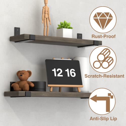 8 Inch Wall Shelf Brackets (Match 7.25" Board) 4PCS, Heavy Duty Black Metal, Kitchen, Bathroom, Mantel, Floating Shelves Hardware