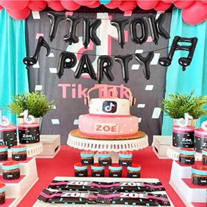 Tik Tok Party Decorations Black Tik Tok Party Balloons Banner Music Sign Foil Balloons for Girl's Boy's Music Karaoke Social Media Tik Tok Themed Birthday Party Supplies