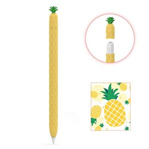 ahastyle cute fruit design case sleeve for apple pencil 2nd gen, silicone soft protective cover accessories compatible with apple pencil 2nd generation, ipad pro 11 12.9 inch (yellow)