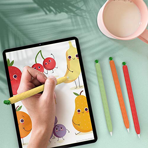 AhaStyle Cute Fruit Design Case Sleeve for Apple Pencil 2nd Gen, Silicone Soft Protective Cover Accessories Compatible with Apple Pencil 2nd Generation, iPad Pro 11 12.9 inch (Yellow)