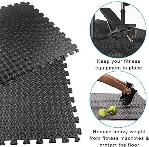 StillCool Puzzle Exercise Floor Mat, EVA Interlocking Foam Tiles Exercise Equipment Mat with Border - for Gyms, Yoga, Outdoor Workout