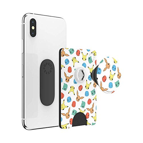 PopSockets Phone Wallet with Expanding Grip, Phone Card Holder, Wireless Charging Compatible - Pokemon Faces