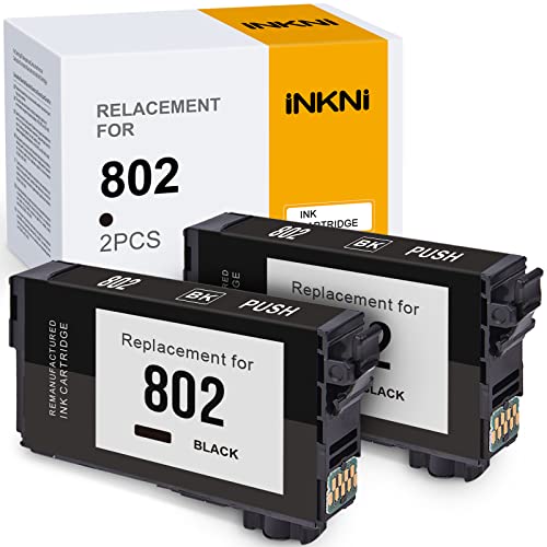 InkNI Remanufactured Ink Cartridge Replacement for Epson 802 802XL T802XL for Workforce Pro WF-4730 WF-4734 WF-4740 WF-4720 EC-4020 EC-4030 EC-4040 Printer Ink (Black, 2-Pack)