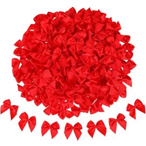 whqxfdz 160 pieces mini red and green ribbon bows christmas bows for wedding birthday christmas tree crafts home decoration diy making(red)