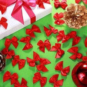 WHQXFDZ 160 Pieces Mini Red and Green Ribbon Bows Christmas Bows for Wedding Birthday Christmas Tree Crafts Home Decoration DIY Making(Red)