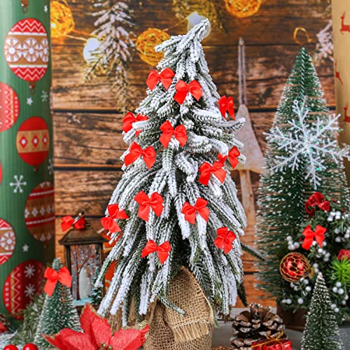 WHQXFDZ 160 Pieces Mini Red and Green Ribbon Bows Christmas Bows for Wedding Birthday Christmas Tree Crafts Home Decoration DIY Making(Red)