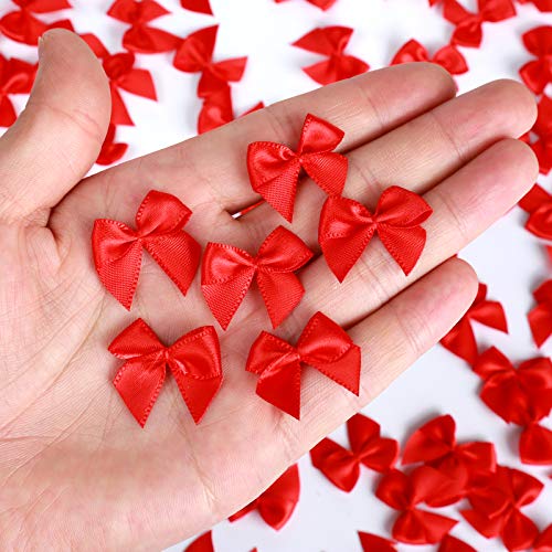 WHQXFDZ 160 Pieces Mini Red and Green Ribbon Bows Christmas Bows for Wedding Birthday Christmas Tree Crafts Home Decoration DIY Making(Red)