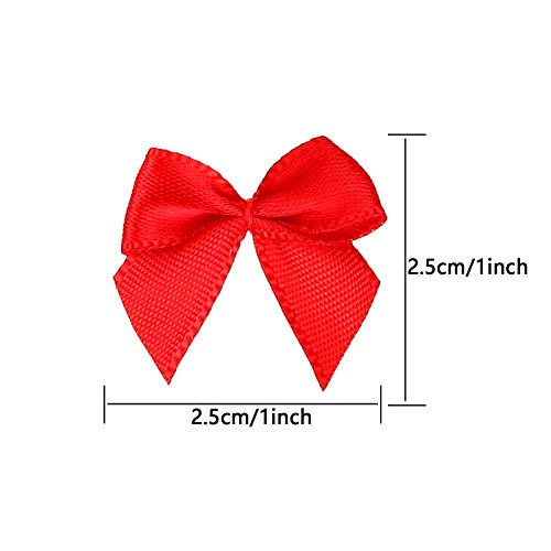 WHQXFDZ 160 Pieces Mini Red and Green Ribbon Bows Christmas Bows for Wedding Birthday Christmas Tree Crafts Home Decoration DIY Making(Red)