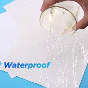 Printable Vinyl Sticker Paper Translucent Waterproof 8.5 x 11 Standard Letter Size Quickly and Holds Ink Beautifully（16 pcs）