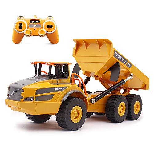 Fistone RC Dump Truck 1/26 Scale 2.4G Remote Control Articulated Truck Construction Car Electronic Simulation Engineering Vehicle Toys for Kids Boys