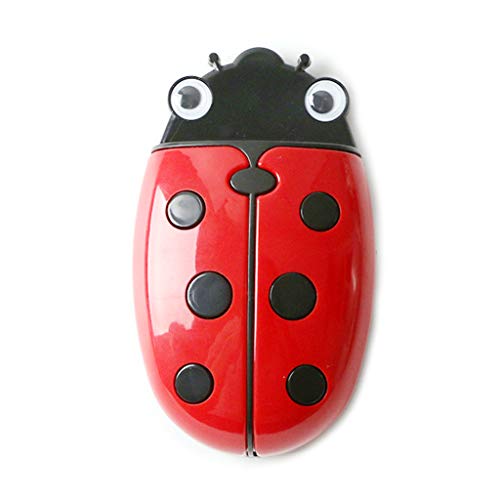 Linxueyi Cute Ladybug Fridge Magnetic Storage Box Eraser Whiteboard Pen Organizer Save Space Kitchen Container Holder-Red