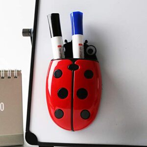 Linxueyi Cute Ladybug Fridge Magnetic Storage Box Eraser Whiteboard Pen Organizer Save Space Kitchen Container Holder-Red