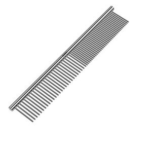 ropo pet steel combs dog cat comb tool for removing matted fur - pet dematting comb with rounded teeth and non-slip grip handle - prevents knots and mats for long and short haired pets
