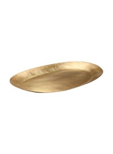 serene spaces living antique oval raw brass tray, hammered decorative metal tray use as holder for accessories, candles, jewelry, centerpiece for kitchen or dining table, 17" long, 11.5" wide, 1" tall