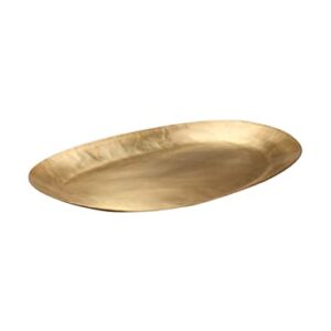 Serene Spaces Living Antique Oval Raw Brass Tray, Hammered Decorative Metal Tray Use as Holder for Accessories, Candles, Jewelry, Centerpiece for Kitchen or Dining Table, 17" Long, 11.5" Wide, 1" Tall