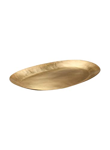 Serene Spaces Living Antique Oval Raw Brass Tray, Hammered Decorative Metal Tray Use as Holder for Accessories, Candles, Jewelry, Centerpiece for Kitchen or Dining Table, 17" Long, 11.5" Wide, 1" Tall