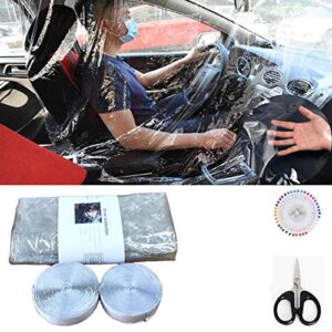 car taxi isolation film plastic, 78.7 x 55.1inch transparent plastic anti-fog full surround protective shields curtain cab front and rear row car taxi protective film for driver …