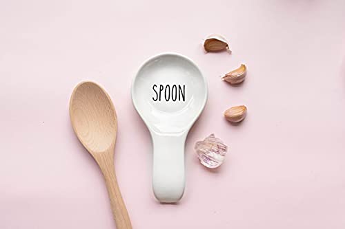 VILIGHT Ceramic Spoon Holder for Stove Top - Farmhouse Kitchen Accessories Decor - Spoon Rest for Kitchen Counter - Gifts for Cooking Lovers - White Ladle Holder