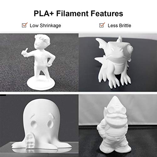 NOVAMAKER PLA Plus (PLA+) Filament 1.75mm with 20g Cleaning Filament, White PLA Pro 3D Printer Filament Toughness Enhanced, Premium PLA 1kg Spool(2.2lbs), Dimensional Accuracy +/- 0.03mm