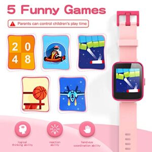 AGPTEK Kids Smart Watch for 3-12 Years Old, Kid Smartwatches with HD Dual Camera, Touchscreen, Educational Games, Music Player, Toddler Watch Learning Toys Birthday for Girls