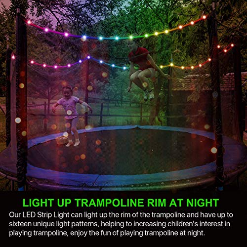 LED Trampoline Lights，Remote Control Trampoline Rim LED Light for 12Ft Trampoline, 16 Color Change by Yourself, Waterproof，Super Bright to Play at Night Outdoors, Good Gift for Kids