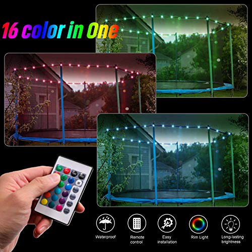 LED Trampoline Lights，Remote Control Trampoline Rim LED Light for 12Ft Trampoline, 16 Color Change by Yourself, Waterproof，Super Bright to Play at Night Outdoors, Good Gift for Kids