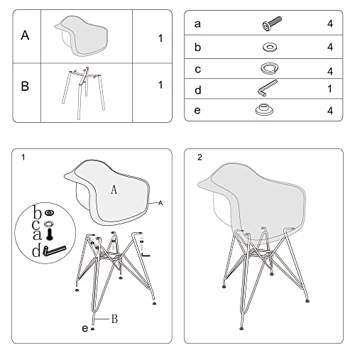 CangLong Clear Plastic Armchair Metal Legs Lounge Arm Chair for Kitchen, Dining, Living, Guest, Bed Room, Set of 2, Transparent 1