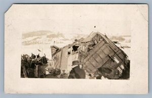 grand trunk railroad train accident antique real photo postcard rppc railway