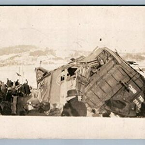 GRAND TRUNK RAILROAD TRAIN ACCIDENT ANTIQUE REAL PHOTO POSTCARD RPPC railway