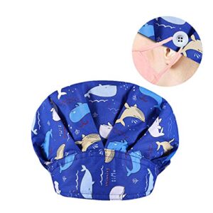 4Pcs Adjustable Working Cap with Buttons Elastic Bouffant Hats Head Scarf with Sweatband for Women Men (Color 5)