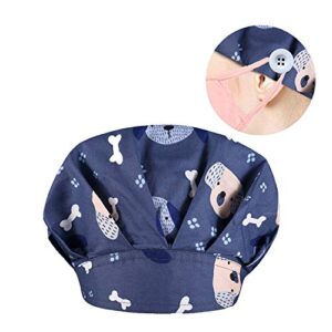 4Pcs Adjustable Working Cap with Buttons Elastic Bouffant Hats Head Scarf with Sweatband for Women Men (Color 5)