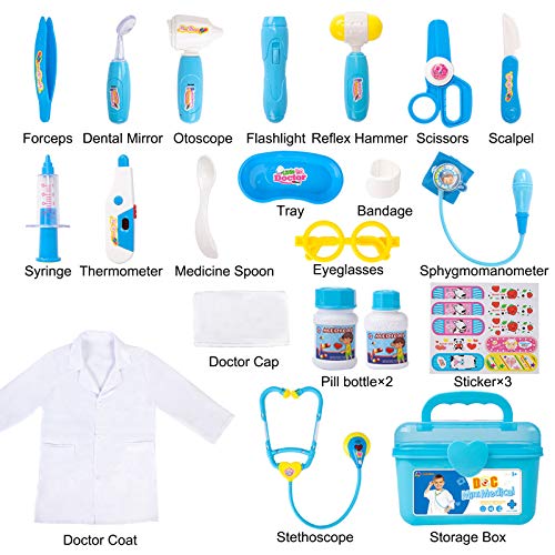 Liberry Durable Doctor Kit for Kids, 23 Pieces Pretend Play Educational Doctor Toys, Medical Kit with Stethoscope Doctor Role Play Costume, Doctor Playset for Toddler Boys Girls 3 4 5