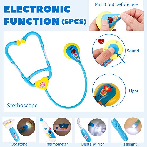 Liberry Durable Doctor Kit for Kids, 23 Pieces Pretend Play Educational Doctor Toys, Medical Kit with Stethoscope Doctor Role Play Costume, Doctor Playset for Toddler Boys Girls 3 4 5