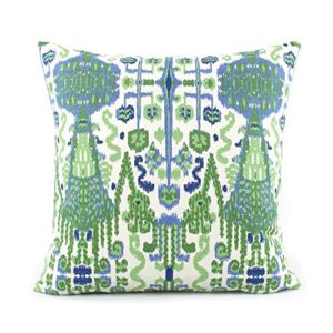 green and blue pillow cover 18x18 pillow ikat throw pillow accent pillow designer ikat pillow bombay cushion cover