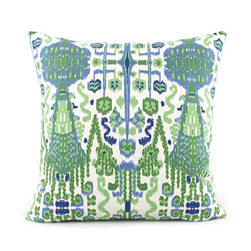 Green and Blue Pillow Cover 18x18 Pillow Ikat Throw Pillow Accent Pillow Designer Ikat Pillow Bombay Cushion Cover