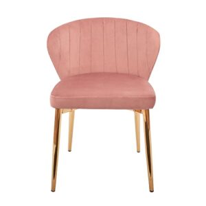 CangLong Mid Century Velvet Upholstered Side Chair with Metal Legs Set of 1,Pink