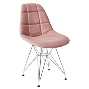 canglong mid century velvet upholstered dining chair with metal legs set of 1, pink