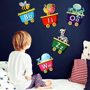 37 Pieces Train Alphabet Bulletin Board Display Set, Early Learning Bedroom Nursery Playroom Decorations and 120 Pieces Glue Point Dots for Kids and Teens Rooms and Classrooms Decoration