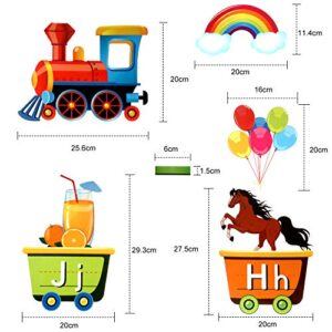 37 Pieces Train Alphabet Bulletin Board Display Set, Early Learning Bedroom Nursery Playroom Decorations and 120 Pieces Glue Point Dots for Kids and Teens Rooms and Classrooms Decoration