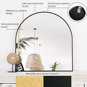 Black Arched Mirror, 33" x 31" in, Black Arch Mirror Decor, Perfect for Entryway Mirror, Mantle Mirror, Dresser Mirror for Bedroom - Large Arched Bathroom Mirror - Mantel, Half Circle Mirror